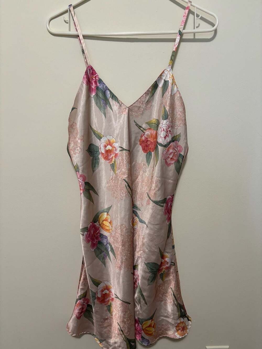 Vintage Sleep Club Floral Satin Spaghetti Strap Nightgown